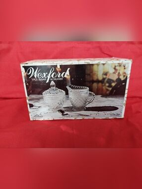Vintage Wexford Glass Creamer & Sugar Bowl Set w/ Lid + Original Box